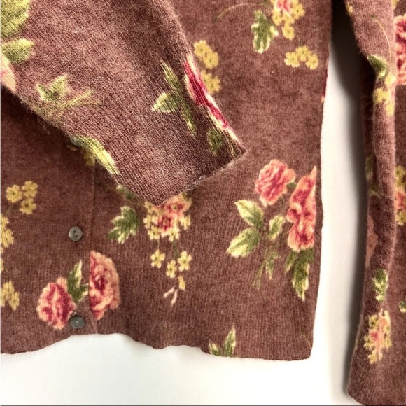 Laura Ashley Cardigan Sz S Angora Wool Rose Print Button Up Vtg Cottagecore EUC - Picture 10 of 15